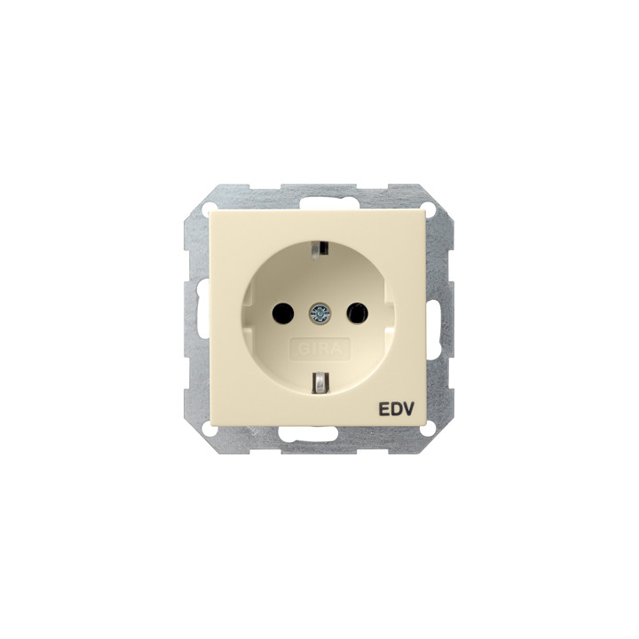 GIRA 045801 SCHUKO-Steckdose Aufdruck EDV System 55 Cremeweiß
