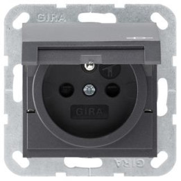 GIRA 048828 Steckdose Erdstift Klappdeckel + erh. Berührungsschutz System 55 Anthrazit
