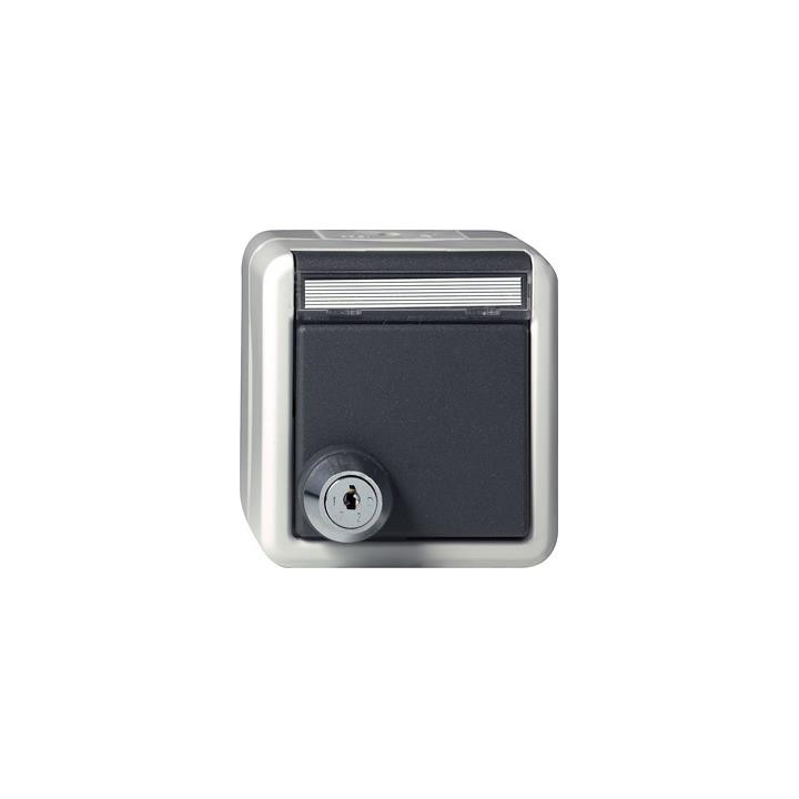 GIRA 044730 SCHUKO-Steckdose Klappdeckel Schloss sortiert + Beschriftungsfeld WG AP Grau
