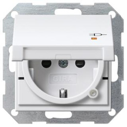 GIRA 276327 SCHUKO-Steckdose Klappdeckel Kontroll + erh. Berührungsschutz System 55 Reinweiß matt