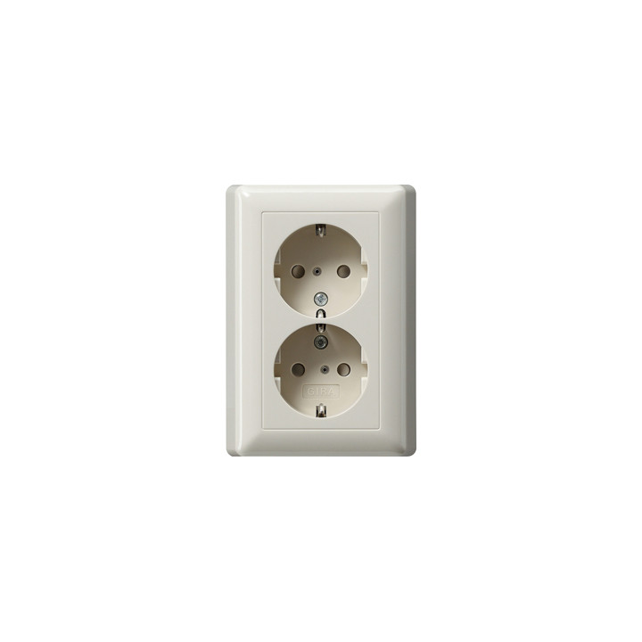 GIRA 078301 SCHUKO-Steckdose 2f mit erh. Berührungsschutz + Vollpl. System 55 Cremeweiß