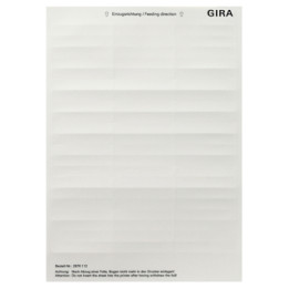 GIRA 2876112 Beschriftungsbögen 11,7 x 66,3 mm Zubehör Reinweiß