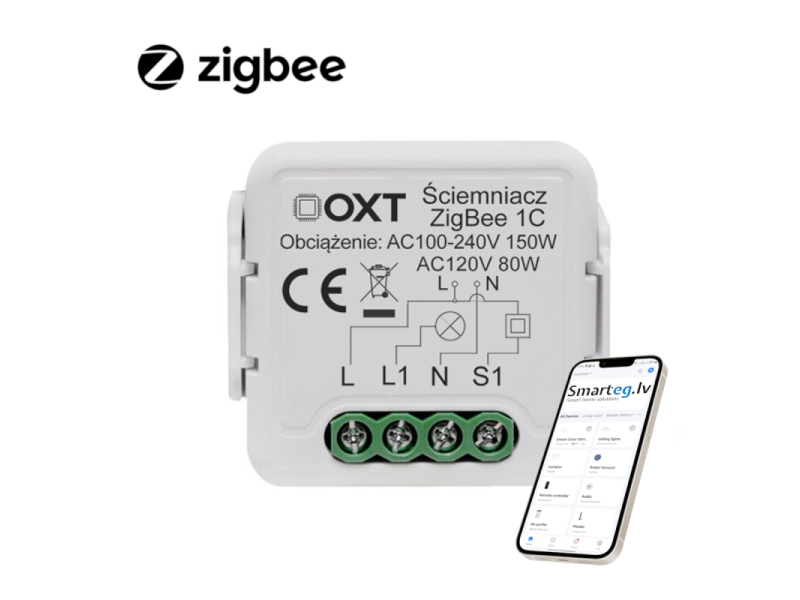 Zigbee 1 pogas dimmera relejs