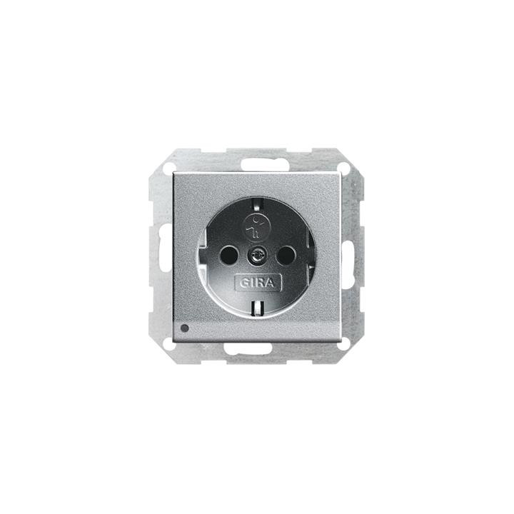 GIRA 117026 SCHUKO-Steckdose LED-Leuchte + erh. Berührungsschutz System 55 Farbe Alu