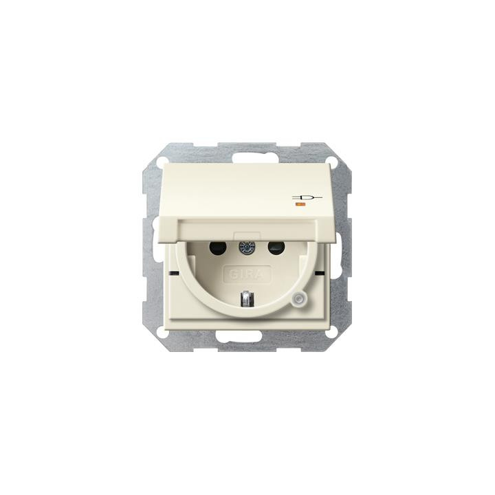 GIRA 276301 SCHUKO-Steckdose Klappdeckel Kontroll + erh. Berührungsschutz System 55 Cremeweiß