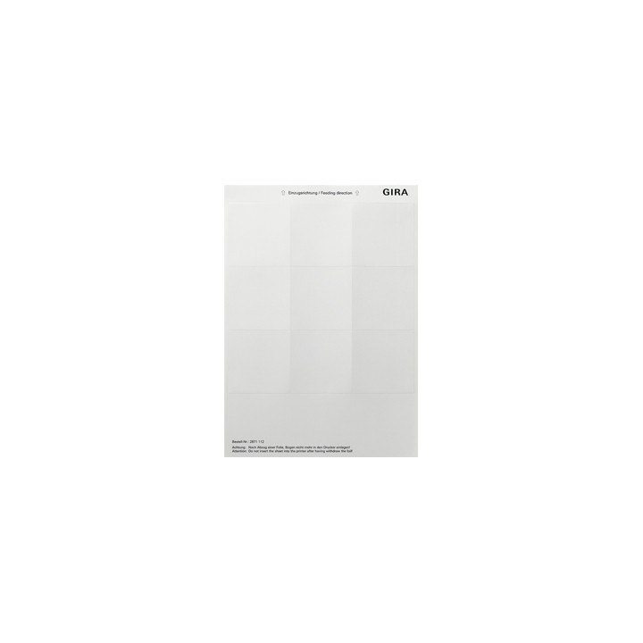 GIRA 2871112 Beschriftungsbögen 69 x 67 mm Zubehör Reinweiß