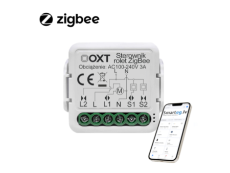 Zigbee 2 pogu rullīšu relejs (1 virzienā)