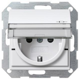 GIRA 276227 SCHUKO-Steckdose Klappdeckel Beschriftungsfeld + erh. Berührungsschutz System 55 Reinweiß matt