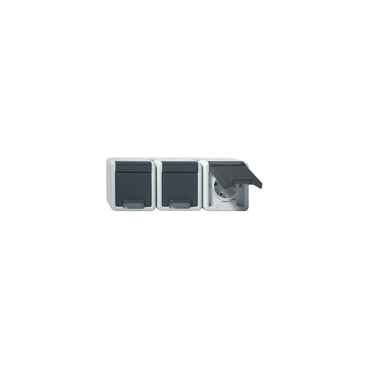 GIRA 078930 SCHUKO-Steckdose 3f waager. Klappdeckel WG AP Grau
