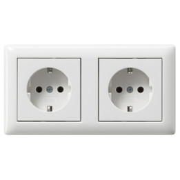 GIRA 079303 SCHUKO-Steckdose-Set 2f verdr. Standard 55 Reinweiß