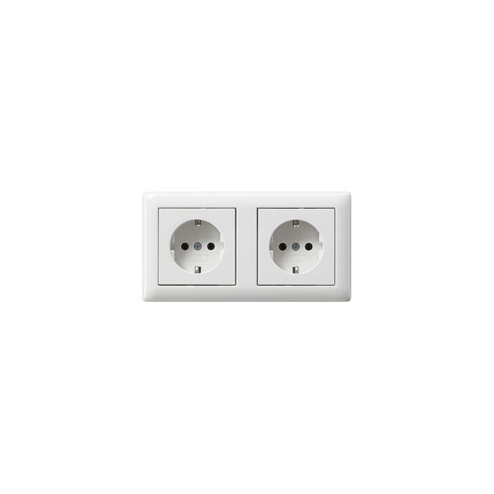GIRA 079303 SCHUKO-Steckdose-Set 2f verdr. Standard 55 Reinweiß