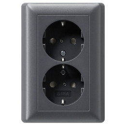 GIRA 078328 SCHUKO-Steckdose 2f mit erh. Berührungsschutz + Vollpl. System 55 Anthrazit