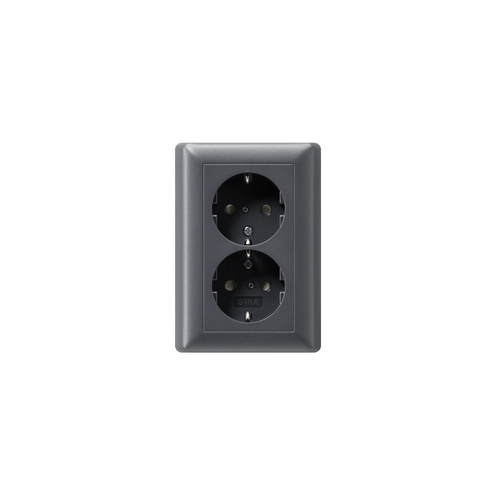 GIRA 078328 SCHUKO-Steckdose 2f mit erh. Berührungsschutz + Vollpl. System 55 Anthrazit