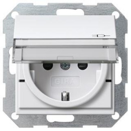 GIRA 276203 SCHUKO-Steckdose Klappdeckel Beschriftungsfeld + erh. Berührungsschutz System 55 Reinweiß