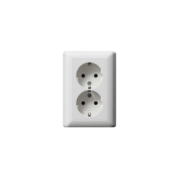GIRA 078804 SCHUKO-Steckdose 2f Vollpl. ohne Krallen STK Standard 55 Reinweiß matt
