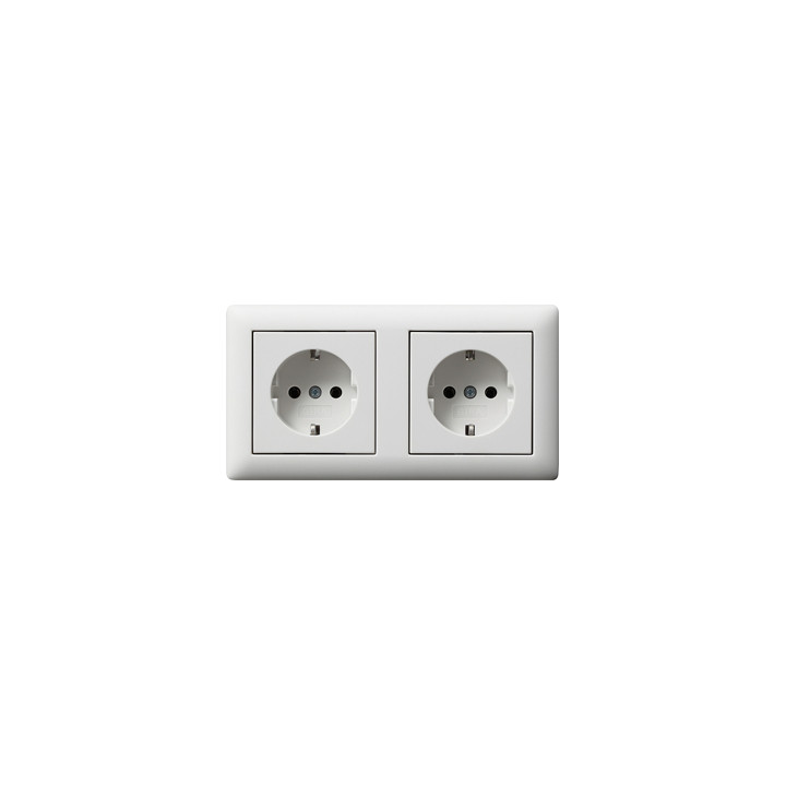 GIRA 079304 SCHUKO-Steckdose-Set 2f verdr. Standard 55 Reinweiß matt