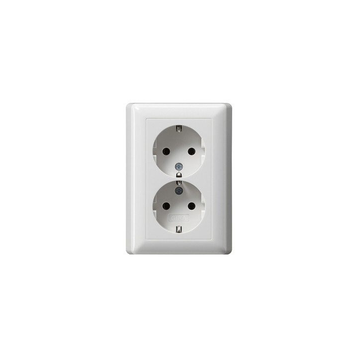 GIRA 078003 SCHUKO-Steckdose 2f Vollpl. Standard 55 Reinweiß