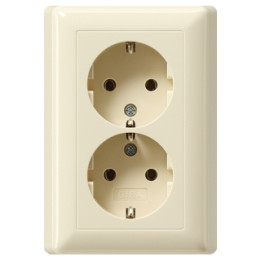 GIRA 078201 SCHUKO-Steckdose 2f Vollpl. f. Gerätedose 1,5f Standard 55 Cremeweiß