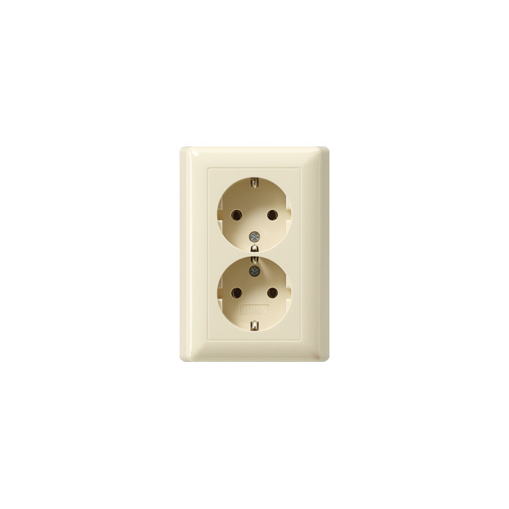 GIRA 078201 SCHUKO-Steckdose 2f Vollpl. f. Gerätedose 1,5f Standard 55 Cremeweiß