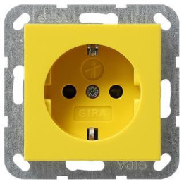 GIRA 275902 SCHUKO-Steckdose mit erh. Berührungsschutz + Abdeckung Sonderstrom System 55 Gelb