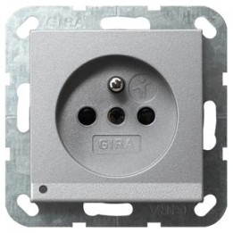 GIRA 117226 Steckdose Erdstift LED-Leuchte + erh. Berührungsschutz System 55 Farbe Alu