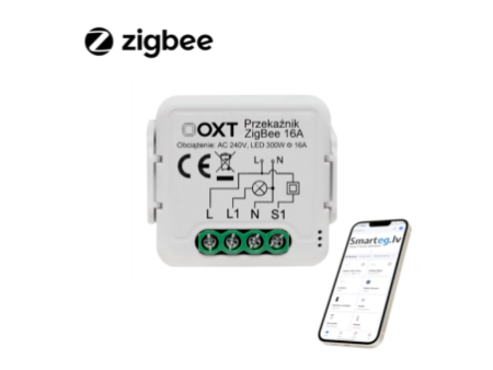 Zigbee 1 pogas viedais relejs 16A