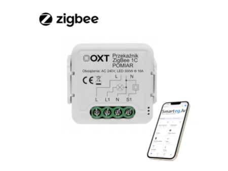 Zigbee 1 pogu releja modulis 16A +uzraudzība