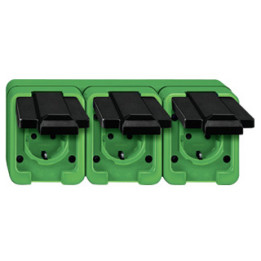 Merten 229377 SCHUKO-Dreifach-Steckdose, grün, AGRAR