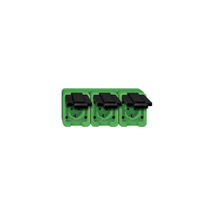 Merten 229377 SCHUKO-Dreifach-Steckdose, grün, AGRAR