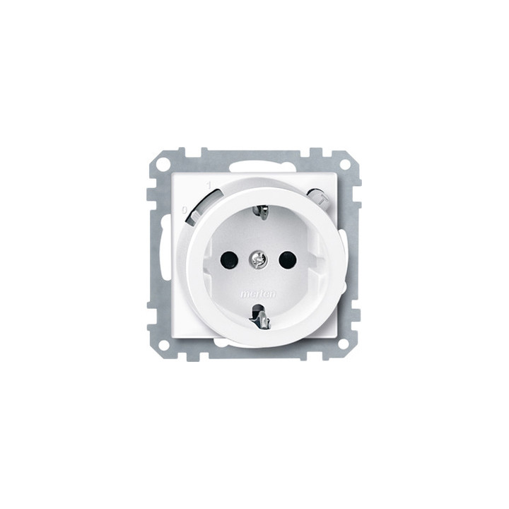 Merten 233825 FI-SCHUKO-Sicherheitssteckdosen-Eins. m. erh. Ber.sch., aktivws. glänz., Sys. M
