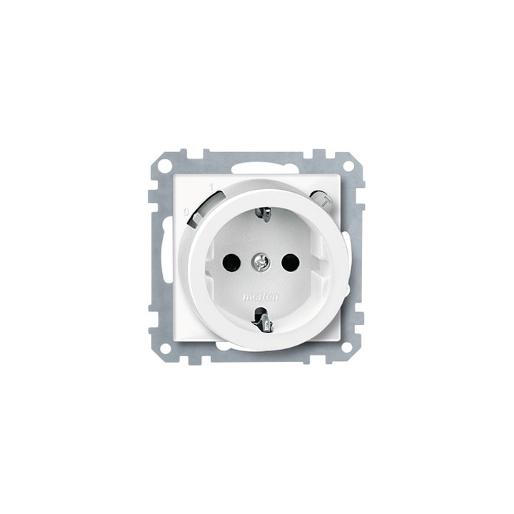 Merten 233819 FI-SCHUKO-Sicherheitssteckdosen-Eins. m. erh. Ber.sch., polarws. glänz., Sys. M