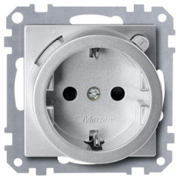 Merten 232860 FI-SCHUKO-Sicherheitssteckdosen-Eins. m. erh. Berührungssch., aluminium, Sys. M