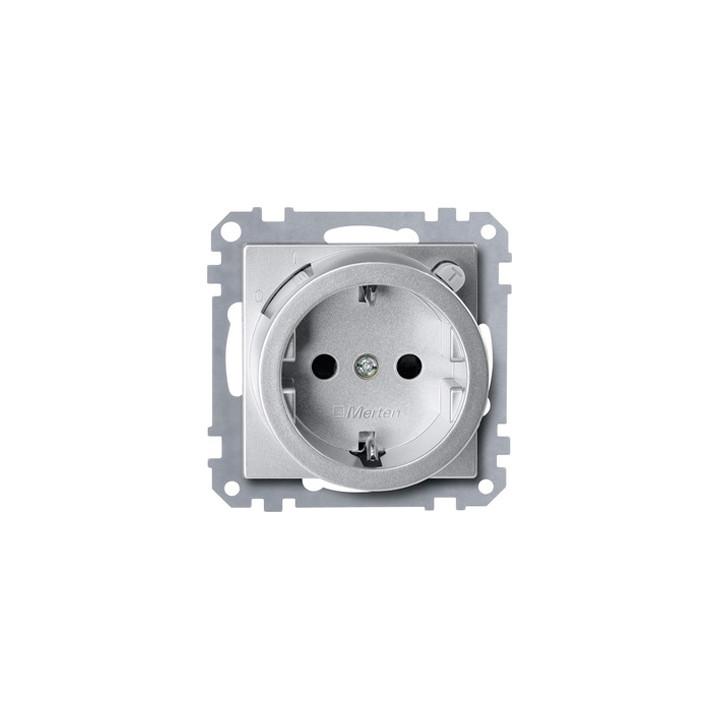 Merten 232860 FI-SCHUKO-Sicherheitssteckdosen-Eins. m. erh. Berührungssch., aluminium, Sys. M