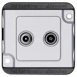Merten 299460 BK-/Sat-Antennenstichdose, 2fach, mattsilber, PANZER