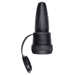 Merten 173051 Schwere Vollgummi-SCHUKO-Kupplung mit Schnappkragen und Klappdeckel, schwarz