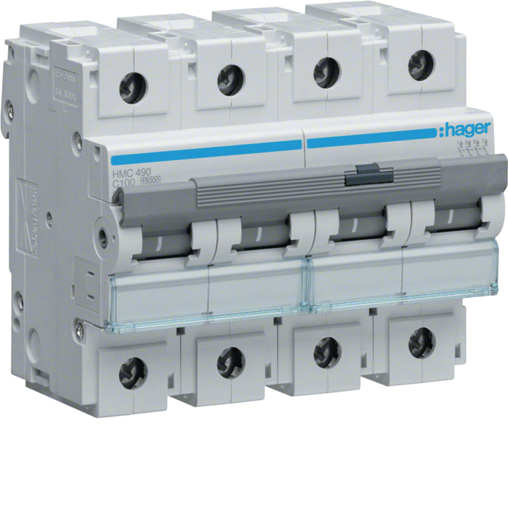 Hager HMC490 Miniature Circuit Breaker 4P C 100A