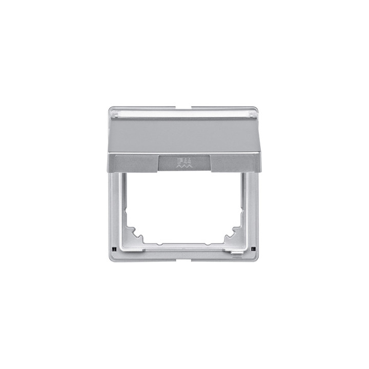 Merten 516660 Zwischenring mit Klappdeckel und Schriftfeld, aluminium, AQUADESIGN