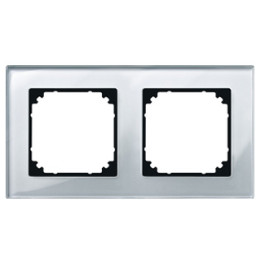 Merten 489260 M-PLAN-Echtglasrahmen, 2fach, Diamantsilber