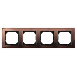 Merten 489415 M-PLAN-Echtglasrahmen, 4fach, Mahagonibraun