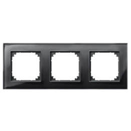 Merten 489303 M-PLAN-Echtglasrahmen, 3fach, Onyxschwarz