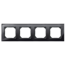 Merten 489403 M-PLAN-Echtglasrahmen, 4fach, Onyxschwarz