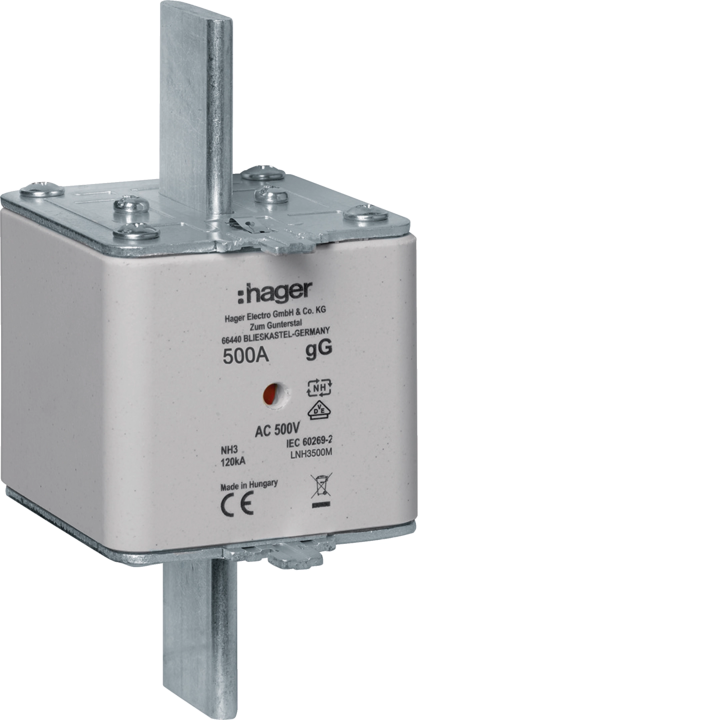 Предохранитель Hager LNH3500M HRC LV, тип NH3 gG, 500V AC, 500A