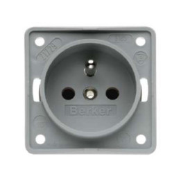 Berker 961952506 Steckdose mit mit Schraubklemmen Schutzkontaktstift Berker Integro grau, matt