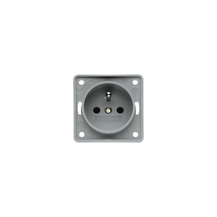 Berker 961952506 Steckdose mit mit Schraubklemmen Schutzkontaktstift Berker Integro grau, matt