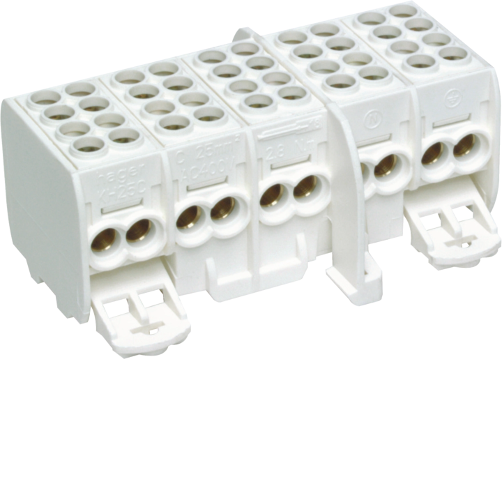 Hager KH25C Branch Terminal, 5-Pole, 2x25/2x16 mm²