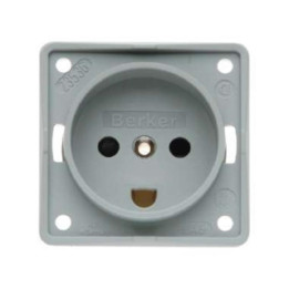 Berker 962722506 Steckdose mit Schraubklemmen mit Schutzkontakt "Dänemark" Berker Integro grau, matt