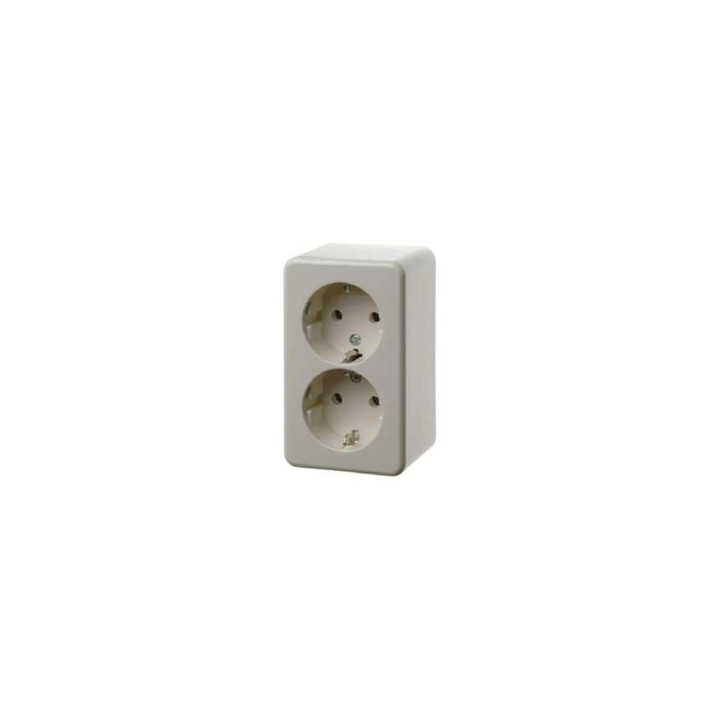 Berker 472140 SCHUKO-Doppelsteckdose Aufputz weiß, glänzend