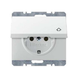 Berker 47517209 SCHUKO-Steckdose mit Klappdeckel Berker K.1 polarweiß, glänzend