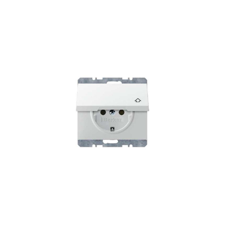 Berker 47517209 SCHUKO-Steckdose mit Klappdeckel Berker K.1 polarweiß, glänzend