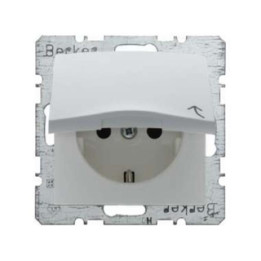 Berker 47511909 SCHUKO-Steckdose mit Klappdeckel Berker S.1/B.1/B.3/B.7 Glas polarweiß, matt